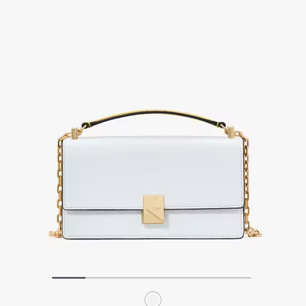 Kate Spade White and Gold Crossbody Bag with Chain Strap